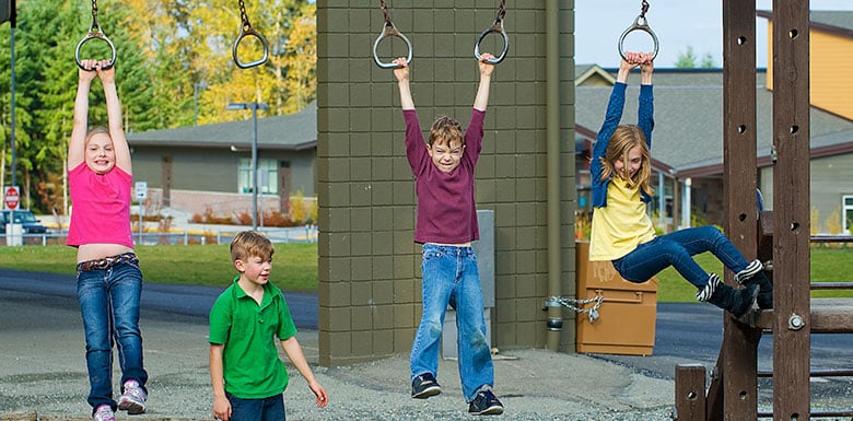 Children playing on play ground