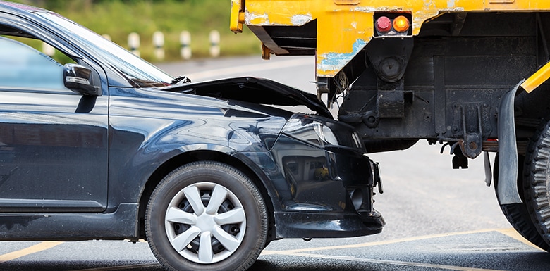 Car smashed into the back of a truck