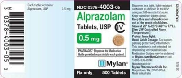 xanax label