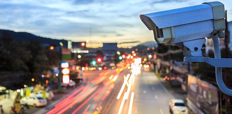 traffic camera above busy road