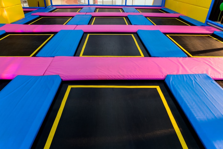 trampoline room at fun facility