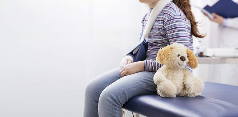 Injured child with Teddy bear
