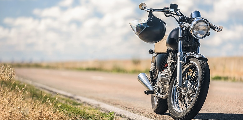 Motorcycle parked on side of road